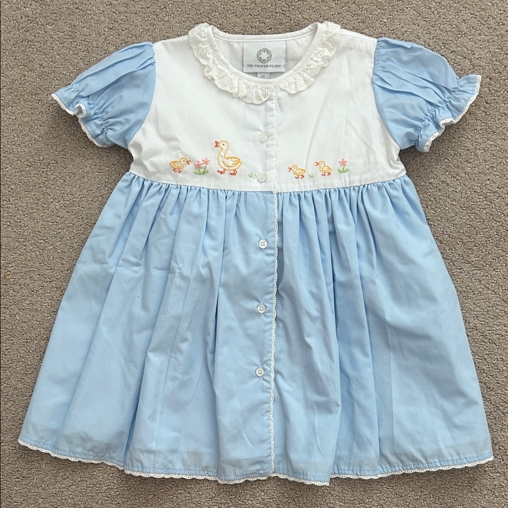 EUC Proper Peony light blue embroidered duckling dress
